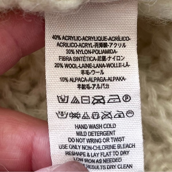 FREE PEOPLE OVERSIZED Deep Vee Patch Pocket Ivory Tunic Wool Blend - Picture 5 of 8